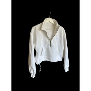 Set Active Women's Quarter Zip Sweatshirt Small White Used French Terry Cotton